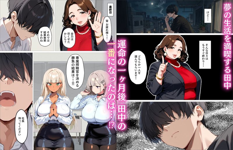 新卒の黒ギャルとダウナーギャルが「2人で」搾精して エロシーン